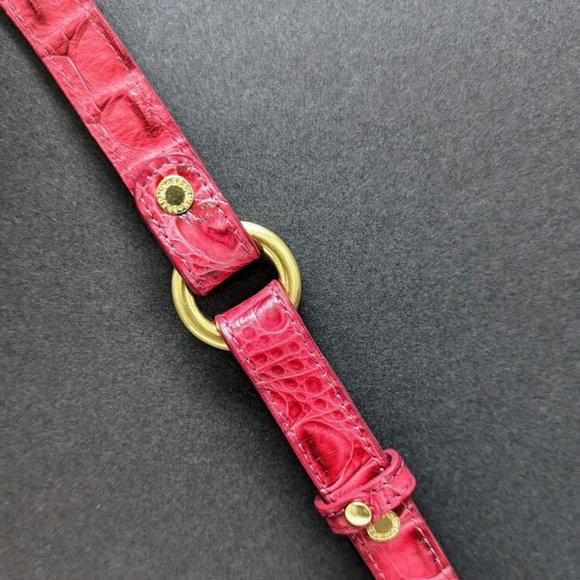 Vintage BRAHMIN Hot Pink Croc Embossed Shoulder Bag Purse Leather Fuchsia 90's - Picture 4 of 10